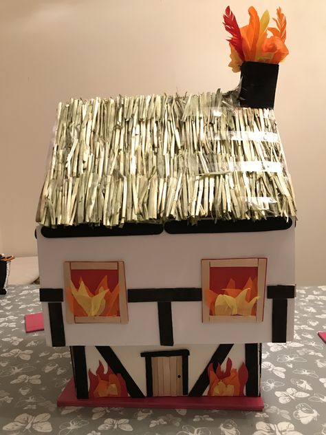 Great fire of London Tudor house school project Tudor House Craft, The Great Fire Of London Project, Fire Of London School Project, Great Fire Of London House Model, Great Fire Of London Ks1 Activities, London Crafts For Kids, Great Fire Of London Ks1, Junk House, Crafts For Kids Easy Diy