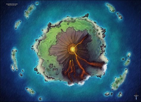 Balefire Volcano | Caeora on Patreon Map Drawing Ideas, Fantasy Map Drawing Ideas, Fantasy Map Drawing, Fantasy Cartography, Volcano Island, Map Drawing, Fantasy Map Making, Tabletop Rpg Maps, Rpg Map