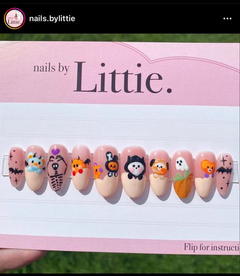 Bt21 Nails, Bt21 Halloween, Kawaii Nail Art, Painted Nail Art, Press Ons, Kawaii Nails, Cute Nail Art, Toe Nail Art, Halloween Nail Art