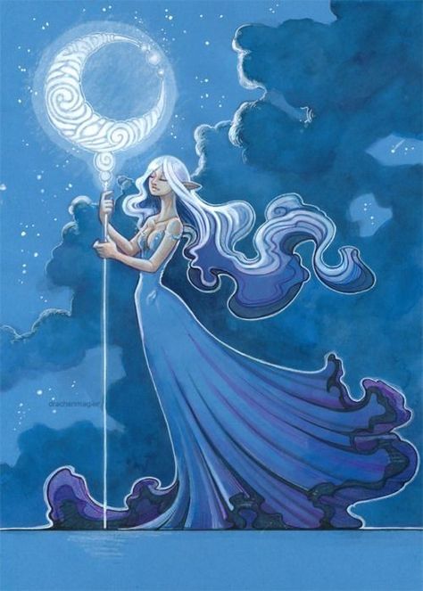 Moon Goddess Art, Colour Paper, Moon Rise, Mythology Art, Goddess Art, Moon Goddess, 판타지 아트, Moon Art, Art Journals