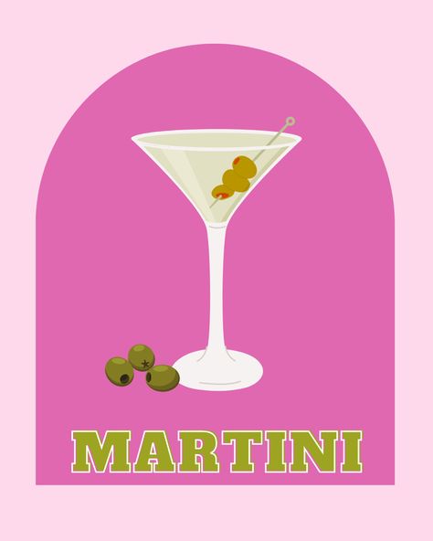 Apartment Decor Wall Art, Apartment Decor Wall, Martini Wall Art, 22nd Bday, Martini Olives, College Decor, Living Room Prints, Small Canvas Art, Stylish Party