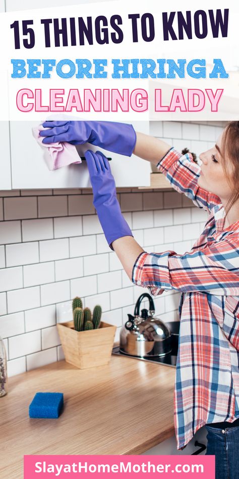 Here are the 15 secrets you need to know (and that cleaning ladies want you to know) before hiring them! #cleaning #slayathomemother #cleaninghacks #cleaningtips #cleanignlady Kitchen Cleaning Tips, Don't Procrastinate, Cleaning The Kitchen, Deep Cleaning Checklist, Mopping Floors, Kitchen Clean, Cleaning Lady, Kitchen Surfaces, Washing Laundry