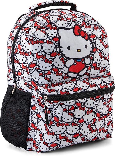 Hello Kitty Allover School Backpack - Hello Kitty Iconic Backpack - Officially Licensed Hello Kitty School Bookbag (White) Mochila Hello Kitty, Sanrio Backpack, Hello Kitty School, Hello Kitty Backpack, Kitty Backpack, Teen's Backpack, Hello Kitty Gifts, Kitty Clothes, Hello Kitty Clothes