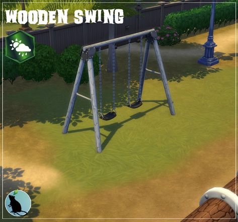 Sims 4 Cc Swingset, Sims 4 Playground Cc, Sims 4 Cc Outdoor, Mm Game, Sims Furniture, Childrens Swings, Teeter Totter, Metal Swings, Wooden Swing