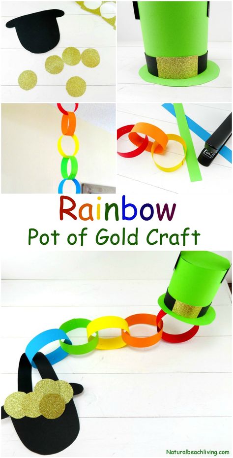 The Best Rainbow Pot of Gold Craft Idea for St Patrick's Day, DIY St. Patrick's Day Craft, Decoration, Rainbow craft for kids and adults, Perfect! Rainbow Pot Of Gold Craft, Pot Of Gold Craft, Rainbow Pot Of Gold, Fete Saint Patrick, March Crafts, St Patricks Crafts, St. Patrick's Day Crafts, St Patricks Day Crafts For Kids, St Patrick Day Activities