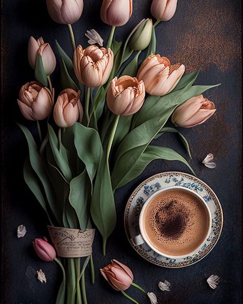 Coffee Cup Images, Frühling Wallpaper, Pretty Coffee, Vintage Flowers Wallpaper, Coffee Wallpaper, Good Morning Beautiful Pictures, Good Morning Friends Images, Tea And Books, Book Flowers