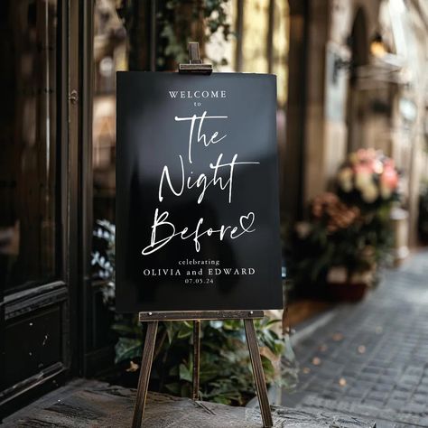 The Night Before Rehearsal Dinner Black Welcome Acrylic Sign The Night Before Wedding Sign, Black Welcome Sign, The Night Before Sign, Welcome Acrylic Sign, The Night Before Rehearsal Dinner, Rehearsal Dinner Ideas, Rehearsal Dinner Themes, Night Before Wedding, Outdoor Table Decor