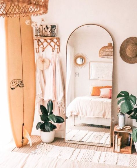 Home Decor ~ love this mirror! #bedroom #bedroomdecor #mirror #homedecor Industrial Bedroom Design, Industrial Interior Style, Modern Apartment Decor, Bachelorette Pad, Mirror On The Wall, Boho Room, Bedroom Goals, Dream Apartment, Decor Minimalist