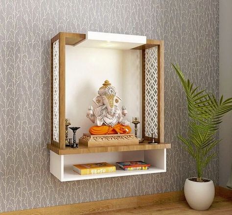 Small Corner Temple Design For Home, Small Mandir, Home Temple Design, Temple Design For Home, Home Temple, Small Corner, Temple Design, Small Designs, Console Table