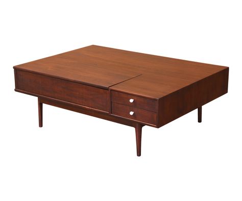 Stewart MacDougall & Kipp Stewart “Declaration” Coffee Table for Drexel  Designer: Stewart MacDougall & Kipp Stewart Manufacturer: Drexel “Declaration” Period/Style: Mid Century Modern Country: United States Date: 1959  Dimensions: 15″H x 46″L x 32″W Materials: Walnut, Porcelain, Brass Condition: Excellent – Newly Refinished Number of Items: 1 ID Number: 3714  www.danishmodernla.com  Instagram: danishmodernla Facebook: danishmodernla Twitter: danishmodernla Pinterest: danishmodernla  ________... Wooden Interior, Gray House, Wood Details, Wood Joints, Brass Coffee Table, Coffee And Cocktail Tables, Furniture Wood, Wooden Cabinets, Modern Country