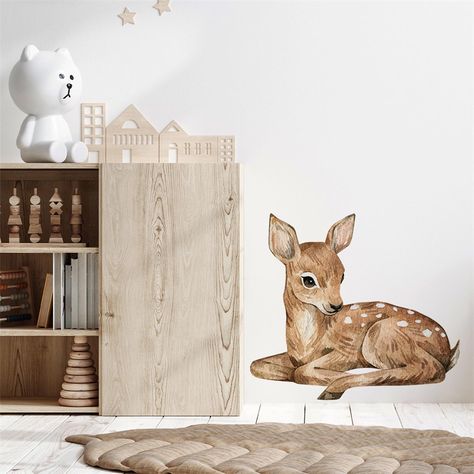 PRICES MAY VARY. 【Product Size】: Wall stickers: 30 cm × 80 cm * 1 (11.8 inch * 31.5 inch) * 1. The display size on the wall: 60 cm x 54 cm (23.6 inch* 21.3 inch). 【High-quality wall sticker】: Our removable wall stickers are made of high quality semi-gloss vinyl materials, which are eco-friendly, waterproof and strong self-viscosity. Wall stickers can be attached to any furniture/cabinet, door, refrigerator or window. 【Exquisite Home Decor】: Very suitable for decorating living room, windows, chil Deer Nursery Girl, Playroom Decorations, Cute Fawn, Deer Nursery, Fawn Deer, Fawns Deer, Animal Wall Decals, Furniture Cabinet, Deer Wall