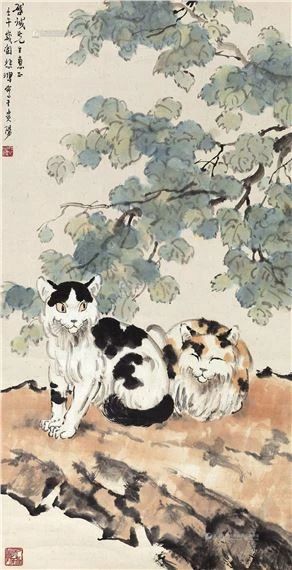 Xu Beihong, Asian Cat, Sketchbook Challenge, Chinese Brush Painting, Two Cats, Art Et Illustration, Chinese Painting, Cat Painting, Western Art