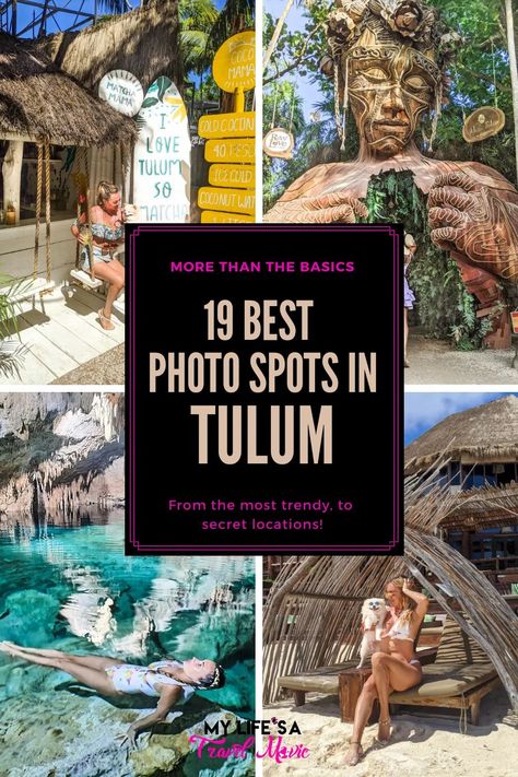 Take it from someone who LIVES in Tulum -- these are the 17 BEST photo spots in Tulum! From the most trendy and iconic shots and their locations, to secret cenotes away from the never ending crowds! This is unlike every other basic Tulum photo spots guide out there, I guarantee it! Movie Instagram Highlight Cover, Tulum Photo Ideas, Tulum Birthday, Maya Rivera, Tulum Vacation, Azulik Tulum, Tulum Ruins, Tulum Travel, Tulum Hotels