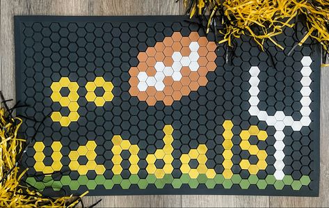 Football, fall, tile mat, inspo Letterfolk Tile Mat Football, Football Tile Mat, Hexie Patterns, Letter Folk, Entry Mats, Hexagon Quilt, Welcome Mats, House Inspiration, Door Mat