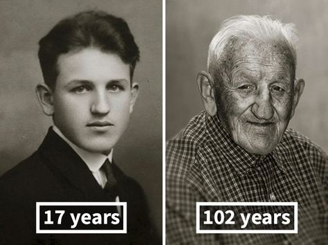 Stanislav Spáčil, 17 Years Old (Skilled Electrician), 102 Years Old Age Progression, Then And Now Photos, Side Portrait, Old Portraits, How To Express Feelings, Photo Series, Old People, Photo Look, Then And Now