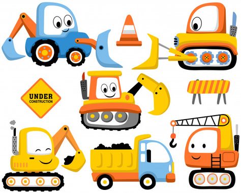 Set of construction vehicles cartoon Premium Vector | Free Vector #Freepik #vector #freecar #freekids #freetechnology #freechildren Construction Theme, Construction Birthday, Construction Vehicles, Displaying Collections, 2nd Birthday, Premium Vector, Cute Cartoon, Illustration Design, Suv