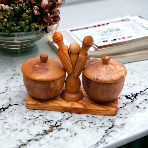 Olice wood Salt and Pepper Holder with Gifted Scoops Wooden - Etsy France Salt And Pepper Holder, Salt And Pepper, Mars, Salt, Gadgets, Ships, Stuffed Peppers, France, Wood