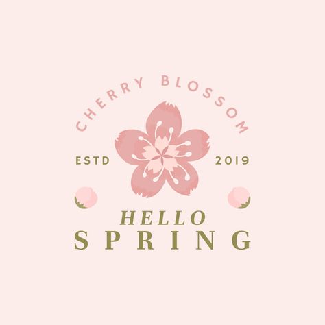 Cherry blossom background illustration | Free Vector #Freepik #freevector Cherry Blossom Logo, Ip Logo, Blossom Logo, Spring Logo, Black Sakura, Blossom Background, Postcard Template Free, Boba Shop, Floral Branding