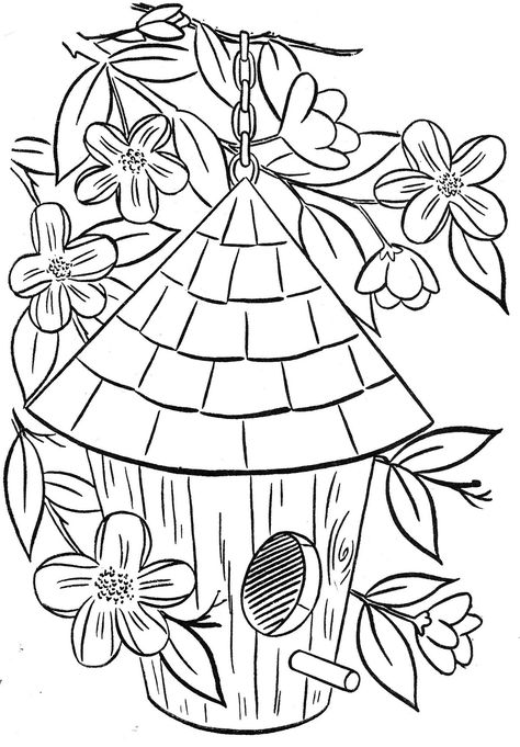 Bonnie- A Book To Color Birdhouse Coloring Pages, House Colouring Pages, Flower Coloring Pages, Digi Stamps, Coloring Book Pages, Coloring Pictures, Birdhouse, Free Coloring Pages, Colouring Pages