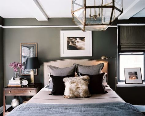 Masculine Bedroom Design, Gray Bedroom Walls, Soothing Bedroom, Masculine Bedroom, Chic Room, Dark Bedroom, Bedroom Updates, Bedroom Photos, Room Redo