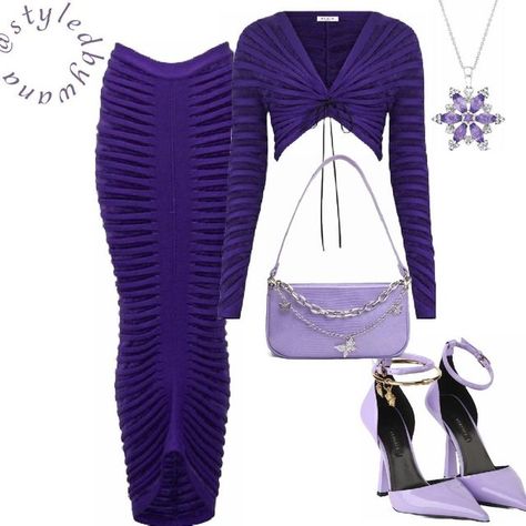 Purple Set Outfit, Winter Outfits Party, Violet Outfits, Nye Party Outfit, 90s Girl Fashion, Expensive Outfits, Outfit Ideas Winter, Curated Outfit, Boujee Outfits