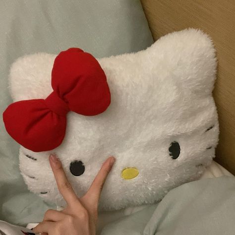 Sanrio Pillow, Hello Kitty Pillow, Hello Kitty Aesthetic, Room Deco, Hello Kitty My Melody, Hello Kitty Pictures, Hello Kitty Items, Cute Plush, Sanrio Characters