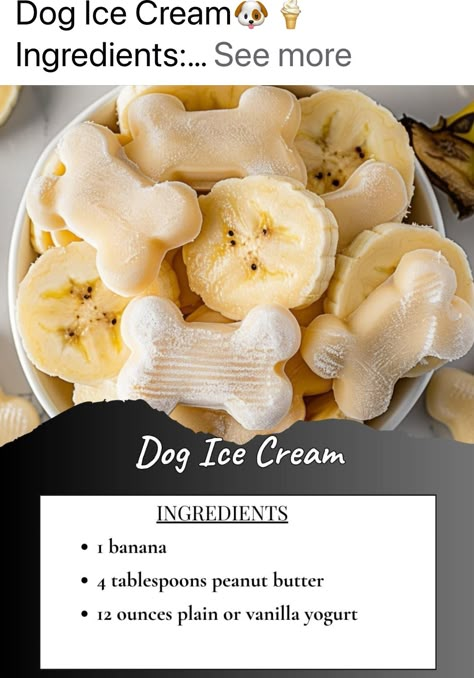 Dog Ice Cream Recipe, Pet Recipes, Pet Treats Recipes, Easy Dog Treat Recipes, Dog Treats Homemade Easy, Dog Ice Cream, Easy Dog Treats, Healthy Dog Treats Homemade, Doggie Treats