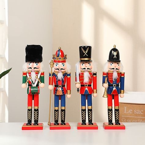 Bookcase Living Room, Nutcracker Figures, Nutcracker Decor, Nutcracker Christmas Decorations, Cheap Table, Vintage Nutcrackers, Yoga Studio Decor, Nutcracker Soldier, Nutcracker Ornaments