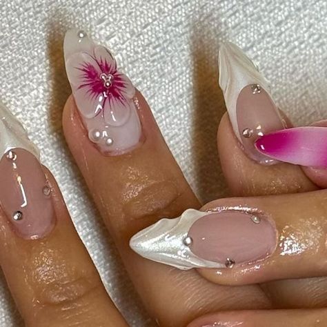 @nailedbynic on insta xx Bridal Shower Nails, Nails Press Ons, Gel X Nails, X Nails, Grunge Nails, Summery Nails, Blush Nails, Classy Acrylic Nails, Press Ons