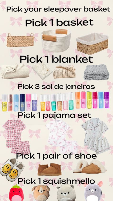 Pick your sleepover basket #Soccer_Lover_23 Sleepover Basket, Cute Gifts For Friends, Cute Gifts, Gifts For Friends, Baskets, Gifts