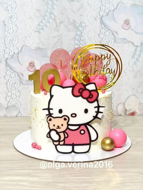 Simple Hello Kitty Cake Design, Hello Kitty Cake Design, Hello Kitty Pastel, Kitty Birthday Cake, Hello Kitty Birthday Cake, Birthday 11, Birthday Cake Decorating Ideas, Kitty Cake, 2nd Birthday Party Themes