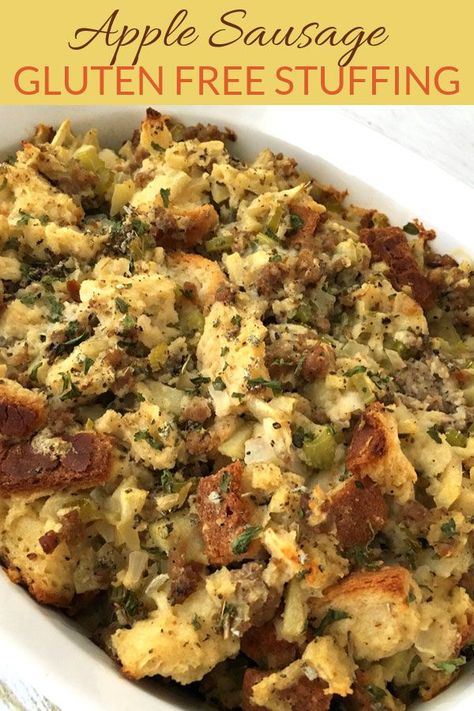 Gluten Free Stuffing Thanksgiving, Apple Sausage Stuffing, Gluten Free Stuffing Recipes, Gluten Free Christmas Recipes, Gluten Free Sausage, Paleo Thanksgiving, Gluten Free Stuffing, Recipe Thanksgiving, Gluten Free Apple