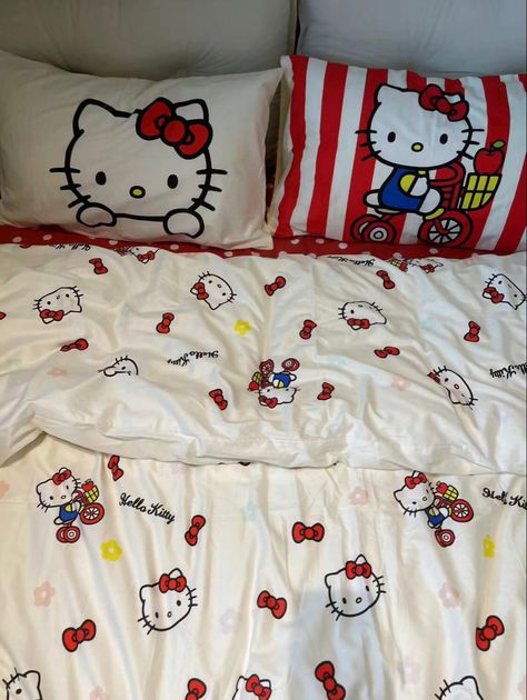 Sanrio Aesthetic, Hello Kitty Bedroom, Hello Kitty Bed, Kitty Girl, Sanrio Stuff, Bedroom Posters, Cute Poster, Room Aesthetic, Dream Room