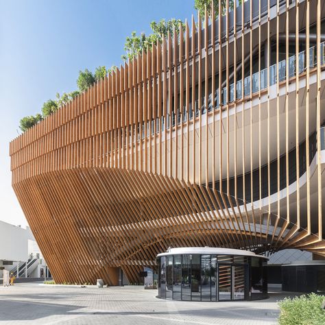 Gallery of The Green Arch Belgian Pavilion Expo 2020 Dubai / Vincent Callebaut Architectures + assar architects - 3 Wood Facade Design, Parametric Facade Design, Shading Facade, Architecture Types, Green Entrance, Koshino House, Vincent Callebaut, Green Arch, Expo 2020 Dubai