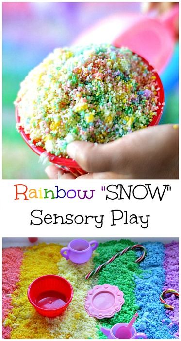 Rainbow Snow Sensory Play Snow Sensory Play, Pretend Snow, Kids Winter Activities, Snow Sensory, Sensory Activities For Kids, Rainbow Sensory, Play Preschool, Preschool Sensory, Snow Play