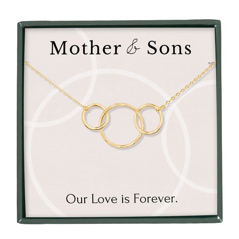 PRICES MAY VARY. MOTHER AND SON NECKLACE: Honor the infinite bond between mother and sons and let her know she’s always connected to you with this beautiful interlocking circles necklace. SPECIAL OCCASION GIFT: This simple yet elegant necklace is a lovely gift for a birthday, Christmas, Easter, or any other occasion! Give her a high quality piece of jewelry she will treasure for many years to come. QUALITY MATERIALS: All components of this necklace for women are made with precious metal, to hono Son Necklace, Mothers Rings, Sentimental Jewelry, Jewelry For Mom, Interlocking Circle Necklace, Sentimental Jewellery, Mother And Son, Mother Rings, Wedding Gift Boxes