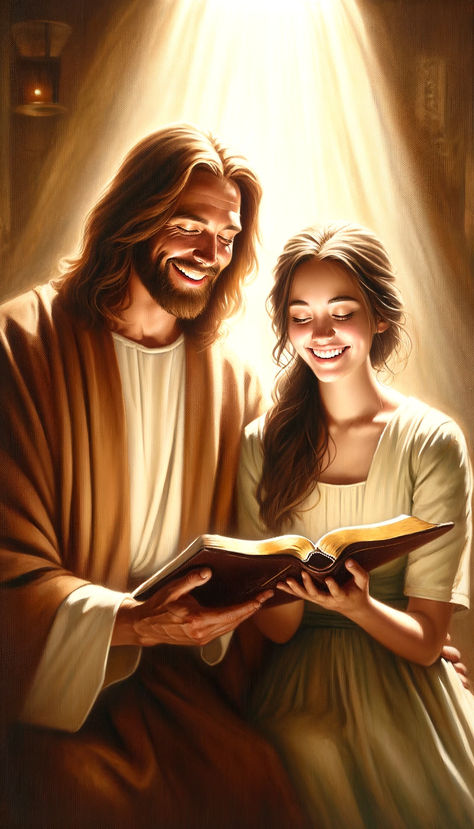 Jesus art Joyful quiet time with God Jesus Waiting For You, Bible Videos Jesus Christ, Jesus With Girl, Me And Jesus, Jesus Laughing, Quiet Time With God, Animated Bible, Jesus Love Images, Bible Videos