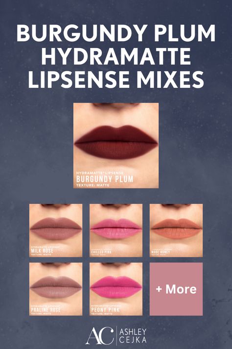 Create the perfect custom lip look with long-lasting, one step colors from SeneGence's Burgundy Plum HydraMatte LipSense. Get inspiration for your next makeup look by mixing and matching with Peony Pink, Milk Rose, Nude Honey, Chilled Pink, and Praline Rose. Experience the hydrating and staying power of HydraMatte LipSense! Click to learn more. Senegence Hydramatte, Hydramatte Lipsense, Senegence Makeup, Senegence Lipsense, Unique Looks, Lipsense Colors, Peony Pink, Pink Texture, Pink Milk