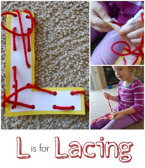 Letter L Activity: Lacing. Letter L Crafts, Preschool Room, Abc Crafts, Alphabet Letter Crafts, Preschool Projects, Pre K Activities, Alphabet Crafts, Alphabet Activities Preschool, Teaching Letters