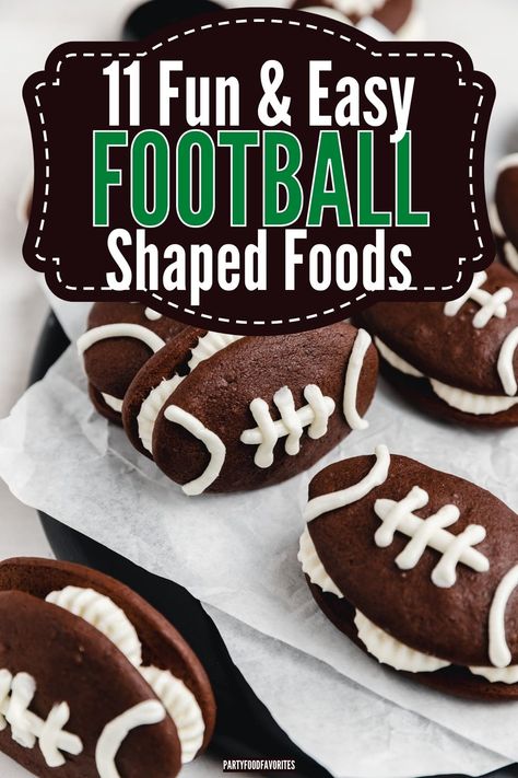 If you love game day as much as we do, then you need to check out these 11 Fun & Easy Football Shaped Foods! From SuperBowl to Grey Cup, you'll find the perfect recipes to add some extra excitement to the celebrations! Football Game Snacks Easy, East Football Snacks, Fantasy Football Food Ideas, Grey Cup Party Food, Football Shaped Cheeseball, Tailgate Snacks Easy Football Food, Cute Football Snacks, Football Shaped Snacks, Football Themed Food Appetizers