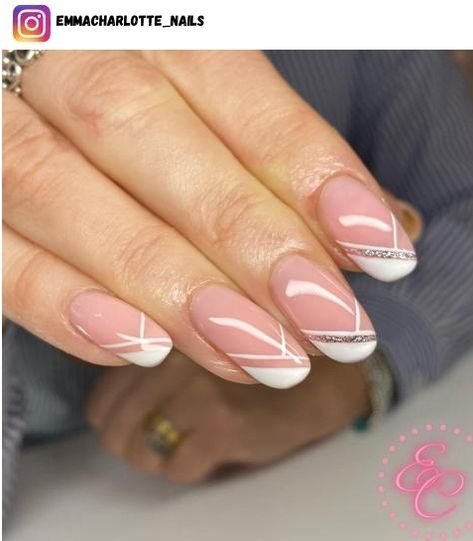 34+ Short Pink and White Nail Designs for 2024 - Nerd About Town Short Pink And White Nails, Pink And White Manicure, Aesthetic White Nails, Pink And White Nail Designs, Princess Nail Designs, Pink And White Nails, Glitter Gradient Nails, Pink White Nails, Soft Pink Nails