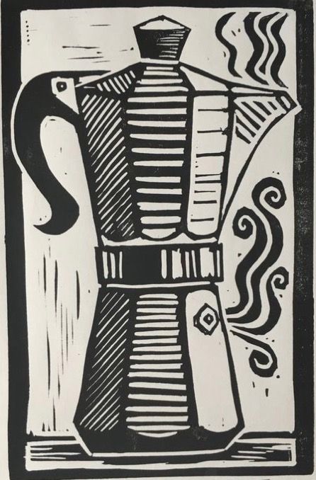 Lino Print Illustration, Printmaking Sketches, Linocut Ideas Easy, Linocut Art Ideas Simple, Linocut Prints Easy, Linoleum Printmaking Ideas, Printmaking Art Ideas, Beginner Linocut, Linocut Easy