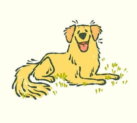 Facebook Cute Golden Retriever Puppy Drawing, Golden Retriever Character Design, Fun Dog Illustration, Dog And Human Illustration, Dog Treat Drawing, Happy Dog Illustration, Yellow Lab Drawing, Happy Dog Drawing, Doodle Art Dog