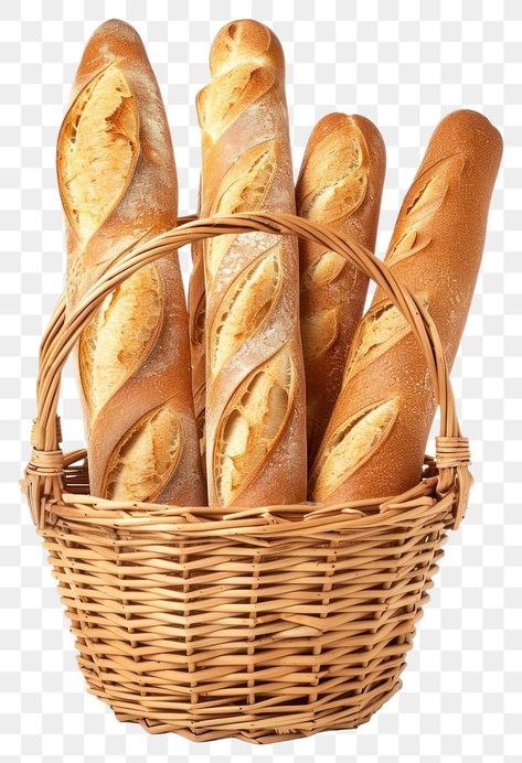 French Bread Basket, Bread In Basket, Croissant Png, Food White Background, Miniature Patisserie, Bread Background, Baguette Basket, Basket Of Bread, Bread Png