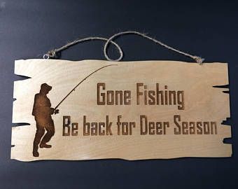 Deer season | Etsy Deer Season, Gone Fishing, Wood Plaques, Wood Boxes, Hunting Fishing, Wood Burning, Paper Shopping Bag, Hanging Signs, Etsy Store