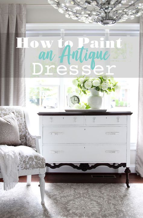 Diy White Dresser Makeover, White Dresser Makeover, Paint A Dresser, Thrift Store Decor, Behr Paint, White Dresser, Diy Dresser, Furniture Rehab, Diy Furniture Renovation