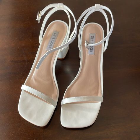 Steve Madden, Size 9.5, White, Chunky Heels, Brand New, Never Wore. White Chunky Heels, Shoes Steve Madden, Steve Madden Shoes, Chunky Heels, Shoes Women Heels, Steve Madden, 4 Inch, Shoes Heels, Color White