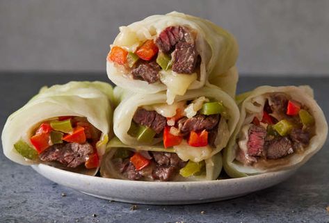 Philly Cheesesteak Cabbage Wraps Philly Cheesesteak Wraps, Quick Work Lunch Ideas, Steak Cabbage, Cabbage Wraps, Unstuffed Cabbage, Cabbage Casserole, Philly Cheese, Philly Cheesesteak, Healthy Summer Recipes