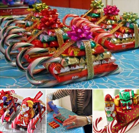 How to DIY Candy Cane Sleighs for Christmas | www.FabArtDIY.com%0ALIKE Us on Facebook ==> https://www.facebook.com/FabArtDIY Candy Sleighs, Candy Sleigh, Candy Cane Sleigh, Diy Christmas Candy, Decorações Com Comidas, Family Christmas Party, Diy Candy, Christmas Goodies, Noel Christmas