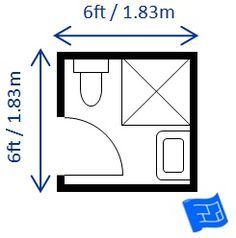 Small bathroom dimensions with a shower - 6ft x 6ft. Small Bathroom Dimensions, Small Bathroom Floor Plans, Small Bathroom Plans, Small Shower Room, Mini Bad, Small Bathroom Layout, Small Shower, Bathroom Layouts, Bathroom Dimensions